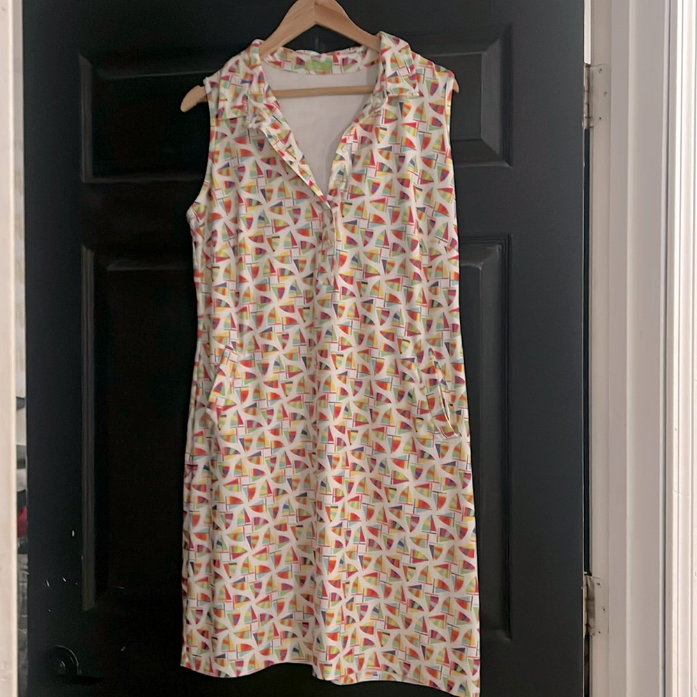 Multi color sailboat dress with pockets